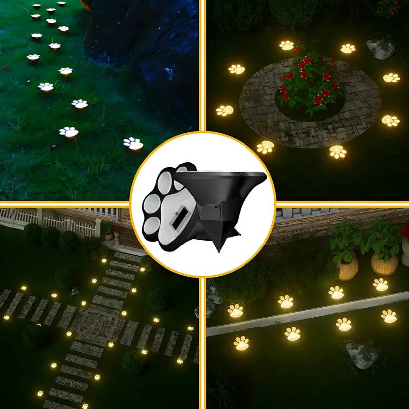 Cute Solar Paw Print Lights – Waterproof Outdoor LED Garden Decor, Pet Paw Pathway Lighting for Lawn, Yard, Balcony & Walkway