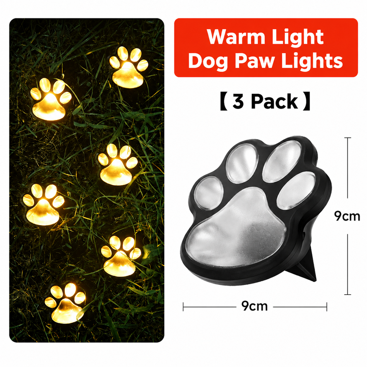 Cute Solar Paw Print Lights – Waterproof Outdoor LED Garden Decor, Pet Paw Pathway Lighting for Lawn, Yard, Balcony & Walkway