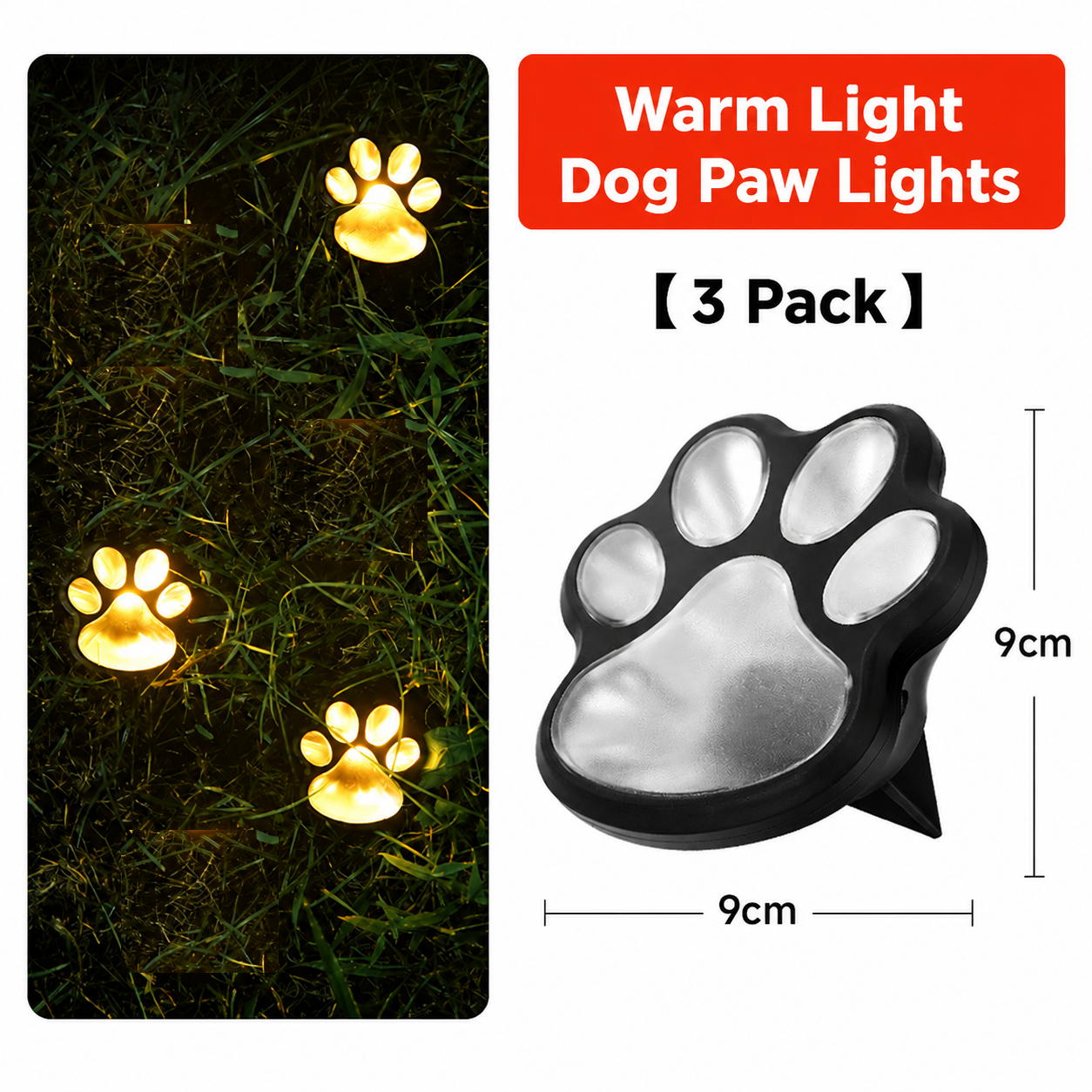 Cute Solar Paw Print Lights – Waterproof Outdoor LED Garden Decor, Pet Paw Pathway Lighting for Lawn, Yard, Balcony & Walkway