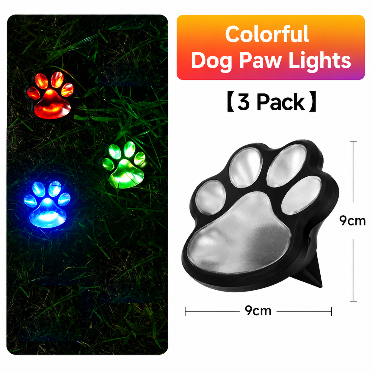 Cute Solar Paw Print Lights – Waterproof Outdoor LED Garden Decor, Pet Paw Pathway Lighting for Lawn, Yard, Balcony & Walkway