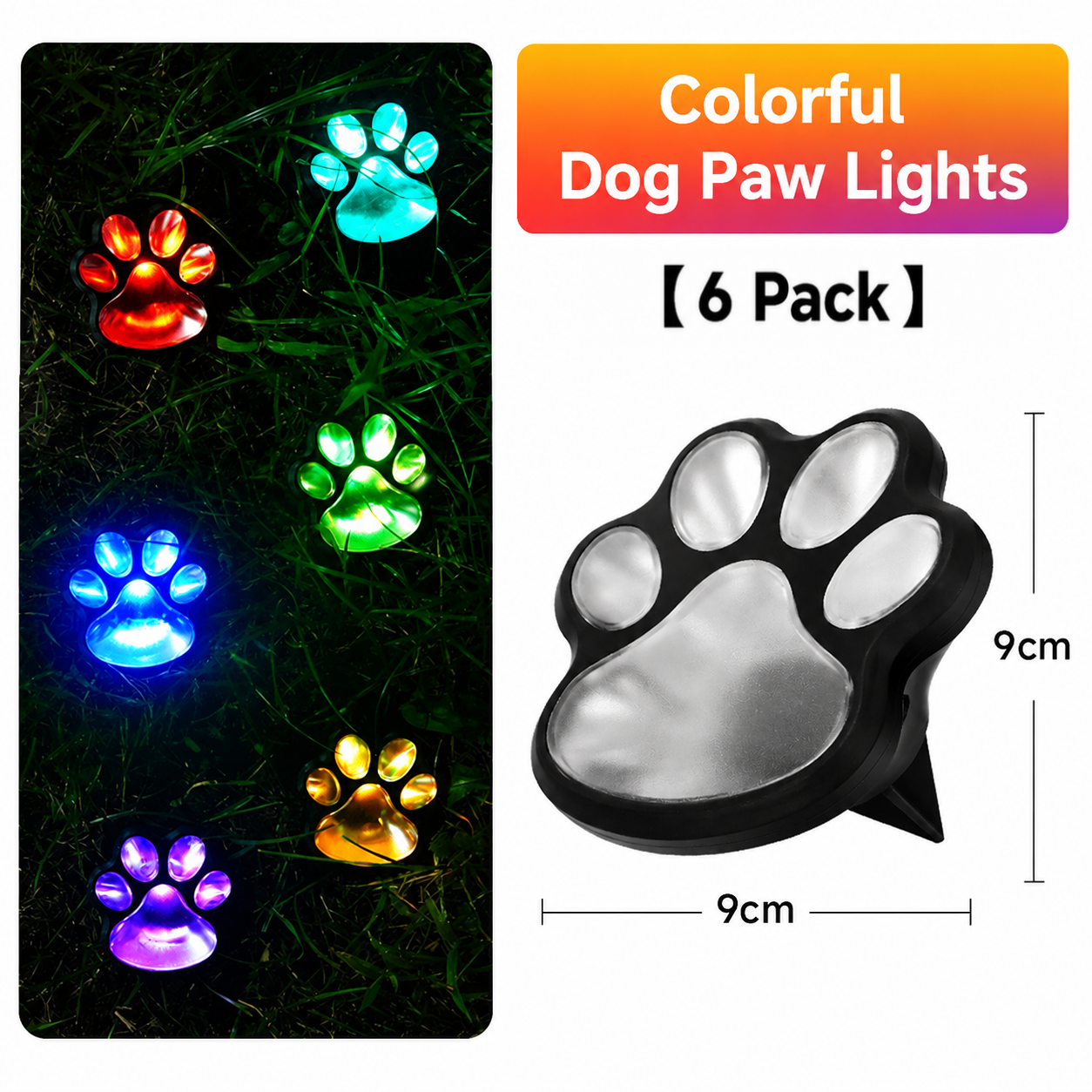 Cute Solar Paw Print Lights – Waterproof Outdoor LED Garden Decor, Pet Paw Pathway Lighting for Lawn, Yard, Balcony & Walkway