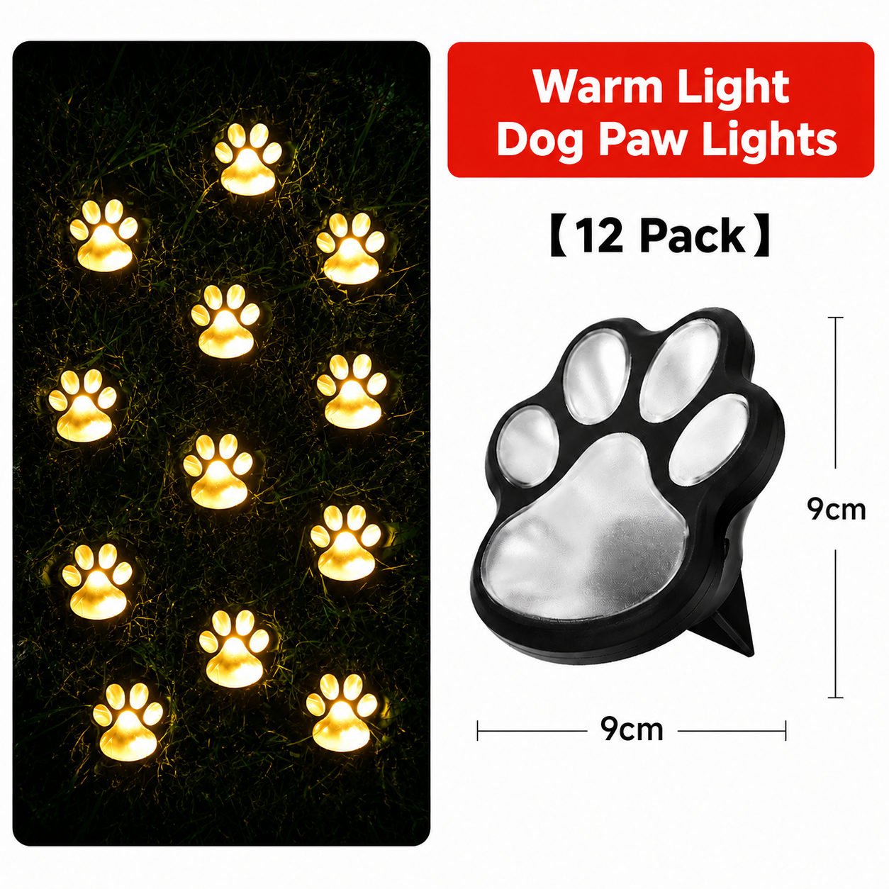 Cute Solar Paw Print Lights – Waterproof Outdoor LED Garden Decor, Pet Paw Pathway Lighting for Lawn, Yard, Balcony & Walkway
