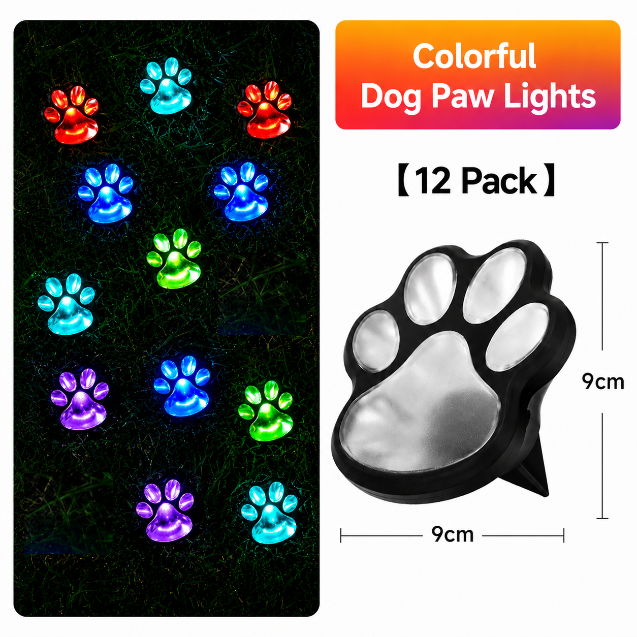 Cute Solar Paw Print Lights – Waterproof Outdoor LED Garden Decor, Pet Paw Pathway Lighting for Lawn, Yard, Balcony & Walkway